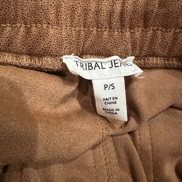 Sepia Brown Tribal Vegan Leather Set Biker Moto Jacket M Pull On Pants S - Picture 11 of 13